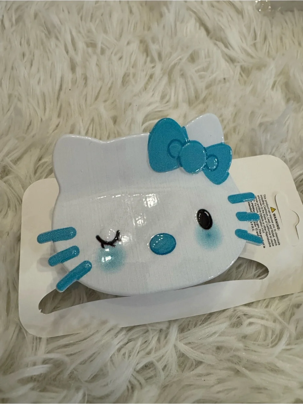 Cute Hello Kitty Hair Clips claws  — White with Blue and Pink set of 2